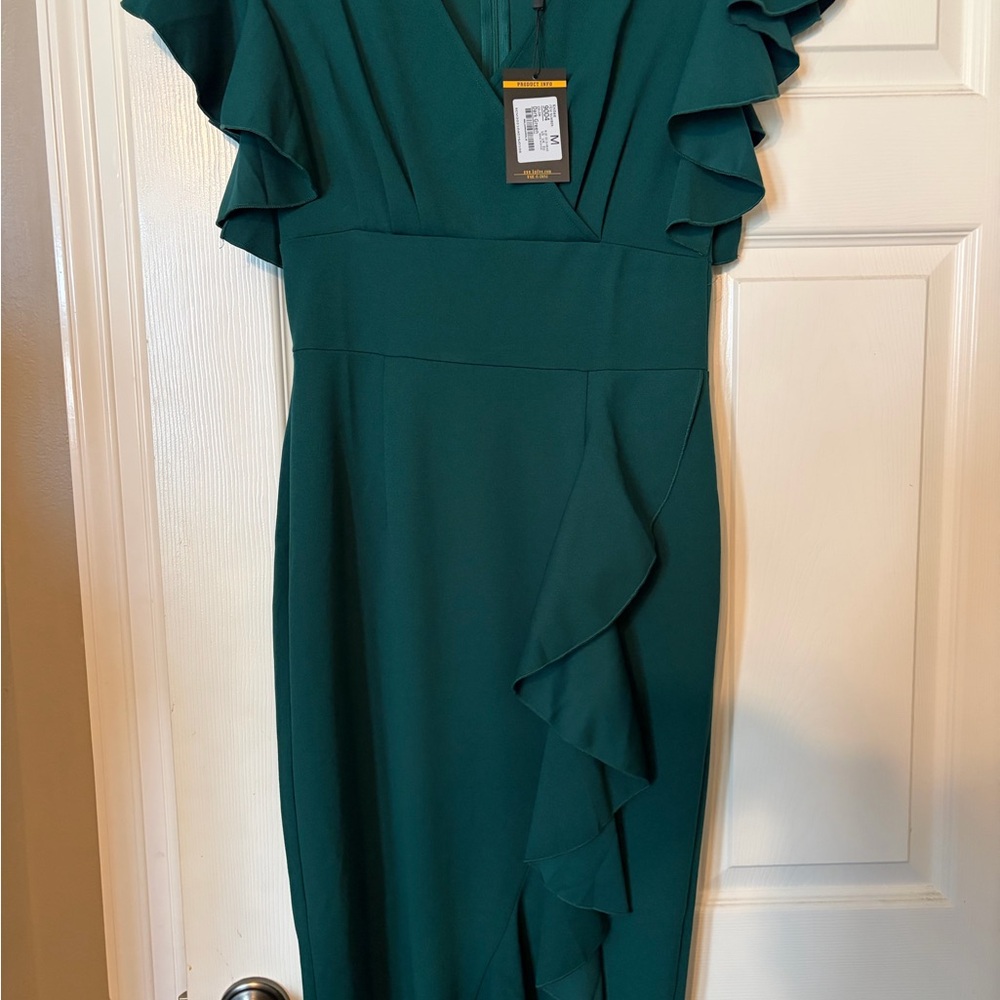 Green Ruffle Midi Dress - Picture 4 of 7